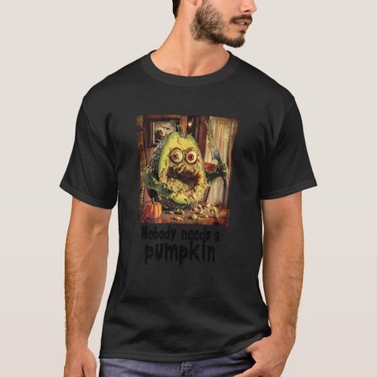 カボチャの中のクリーピーアボカド、ハロウィン、アボカド Tシャツ (正面)