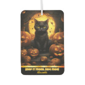 カボチャの中の黒白熱［赤熱］光を放つ猫 カーエアーフレッシュナー (正面)