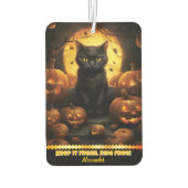 カボチャの中の黒白熱［赤熱］光を放つ猫 カーエアーフレッシュナー (裏面)