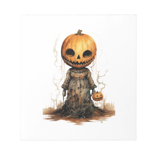 カボチャの人形ハロウィンステッカー ノートパッド (正面)