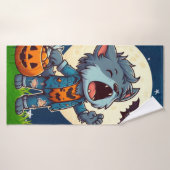 カボチャの人狼の可愛いハウリング怪獣 バスタオル (バスタオル)