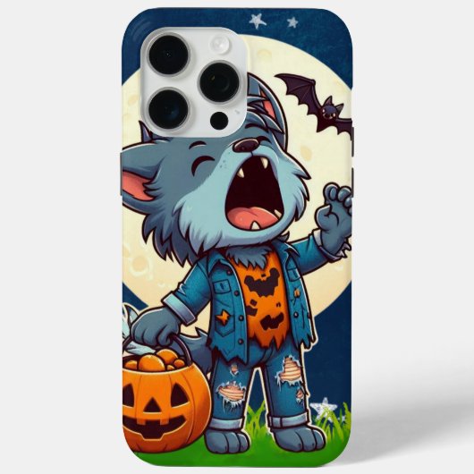 カボチャの人狼の可愛いハウリング怪獣 Case-Mate iPhoneケース (裏面)