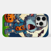 カボチャの人狼の可愛いハウリング怪獣 iPhoneケース (裏面横)