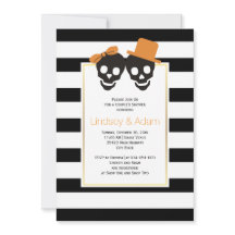 カボチャの代わりに骸骨のカップルが登場するハロウィンの結婚式前パーティー