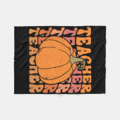 カボチャの先生の秋の感謝祭の再開 フリースブランケット (正面(横))