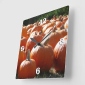カボチャの写真(秋、ハロウィン、感謝祭用) スクエア壁時計 (傾斜)