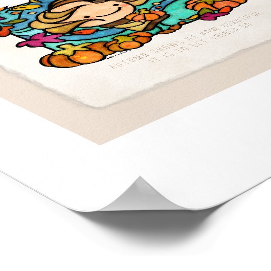 カボチャの冬の秋でカワイガールをパーソナライズ ポスター (角)