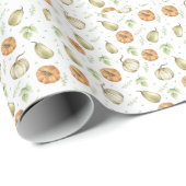 カボチャの収穫と紅葉の水彩 ラッピングペーパー (ロールコーナー)