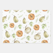 カボチャの収穫と紅葉の水色 ラッピングペーパーシート (正面3)