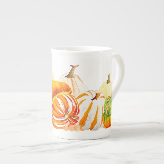 カボチャの収穫オン骨中国マグ ボーンチャイナマグカップ (正面右)