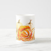 カボチャの収穫オン骨中国マグ ボーンチャイナマグカップ (正面)