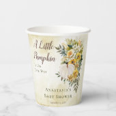 カボチャの収穫 | 金ゴールドフローラベビーシャワー 紙コップ (裏面)