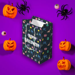 カボチャの可愛いハロウィンパーソナライズされたは ミディアムペーパーバッグ