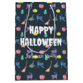 カボチャの可愛いハロウィンパーソナライズされたは ミディアムペーパーバッグ (正面)