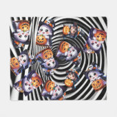 カボチャの可愛いハロウィン幽霊 フリースブランケット (正面(横))