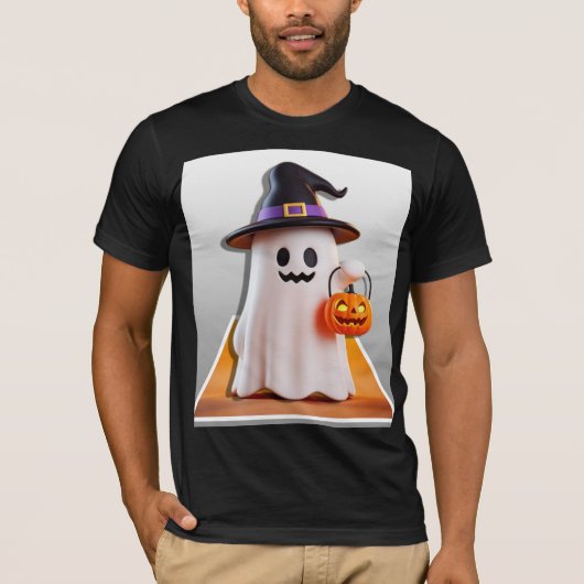 カボチャの可愛いハロウィン幽霊 Tシャツ (正面)