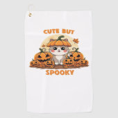 カボチャの可愛いハロウィーン猫 – かわいい不気味F ゴルフタオル (正面)