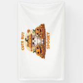 カボチャの可愛いハロウィーン猫 – かわいい不気味F 横断幕 (縦)