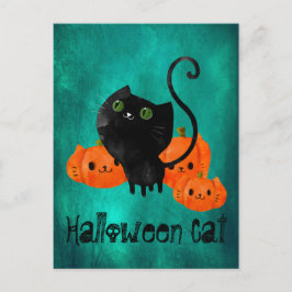 カボチャの可愛いハロウィーン猫 ポストカード