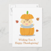 カボチャの可愛いベビー、最初の幸せな感謝祭 シーズンポストカード (正面/裏面)