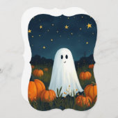 カボチャの可愛いホワイト幽霊 (正面/裏面)