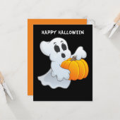 カボチャの可愛い幽霊 カード (正面/裏面インサイチュ)