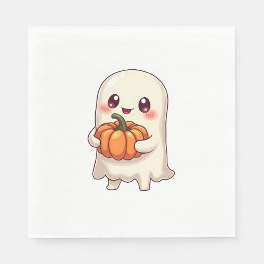 カボチャの可愛い幽霊 – 面白いハロウィーン スタンダードランチョンナプキン (正面)