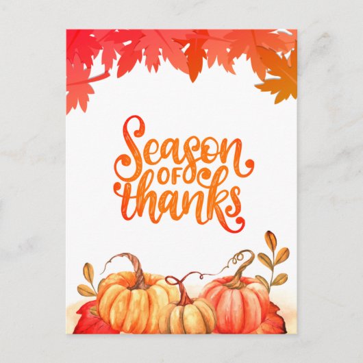 カボチャの可愛い感謝していカードシーズ葉ン&秋 シーズンポストカード (正面)