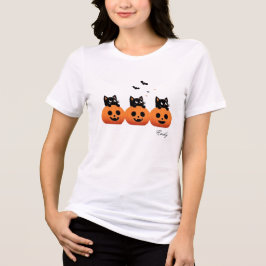 カボチャの可愛い猫 トライブレンドTシャツ
