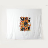 カボチャの可愛い黒猫ハロウィーンナイトアートバー タペストリー (正面(横))