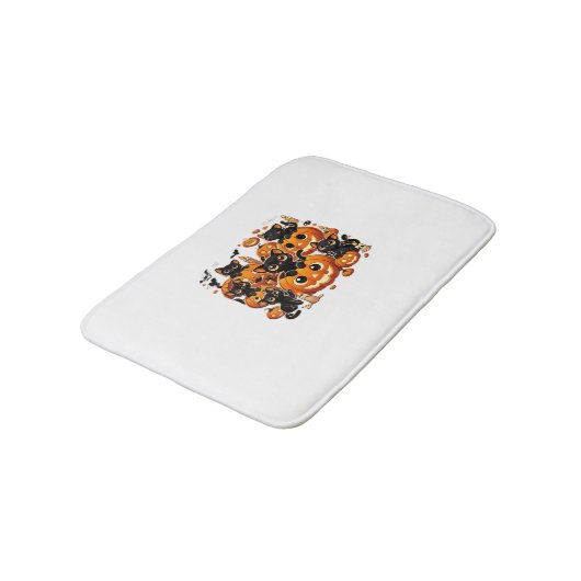 カボチャの可愛い黒猫ハロウィーンナイトアートバー バスマット (アングル)