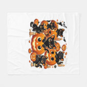 カボチャの可愛い黒猫ハロウィーンナイトアートバー フリースブランケット (正面(横))
