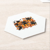 カボチャの可愛い黒猫ハロウィーンナイトアートバー ペーパーコースター (アングル)