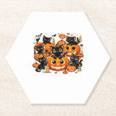 カボチャの可愛い黒猫ハロウィーンナイトアートバー ペーパーコースター (正面)