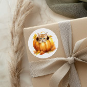 カボチャの可愛らしい子猫 ラウンドシール