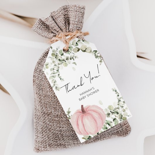 カボチャの女の子の赤ちゃんシャワーお願いありがとう ギフトタグ