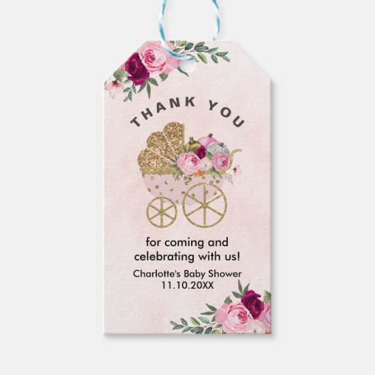 カボチャの女の子の赤ちゃんシャワー ギフトタグ (正面)