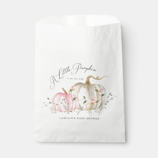 カボチャの女の子の赤ちゃんシャワー フェイバーバッグ (正面)