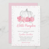カボチャの女の子の赤ちゃんシャワー 招待状 (正面/裏面)