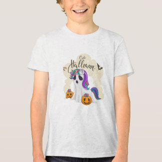 カボチャの子供たちのかわいいハロウィンユニコーン トライブレンドＴシャツ