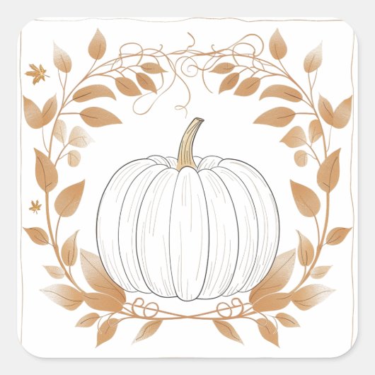 カボチャの季節：秋 スクエアシール (正面)