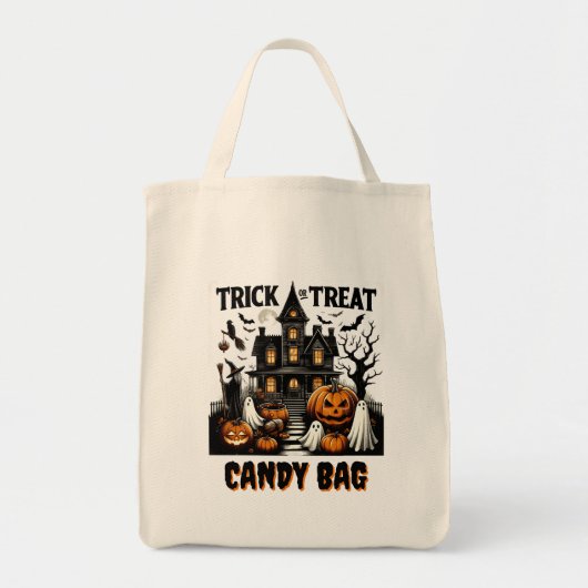 カボチャの家幽霊のよく出るでのハロウィーンの夜 トートバッグ (正面)