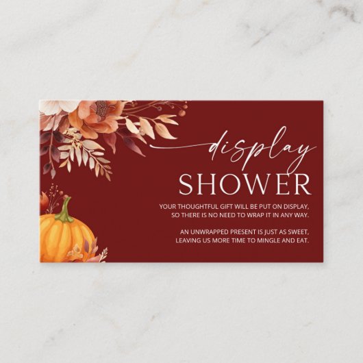 カボチャの小さなフローラの赤ちゃんシャワー表示シャワー エンクロージャーカード (正面)