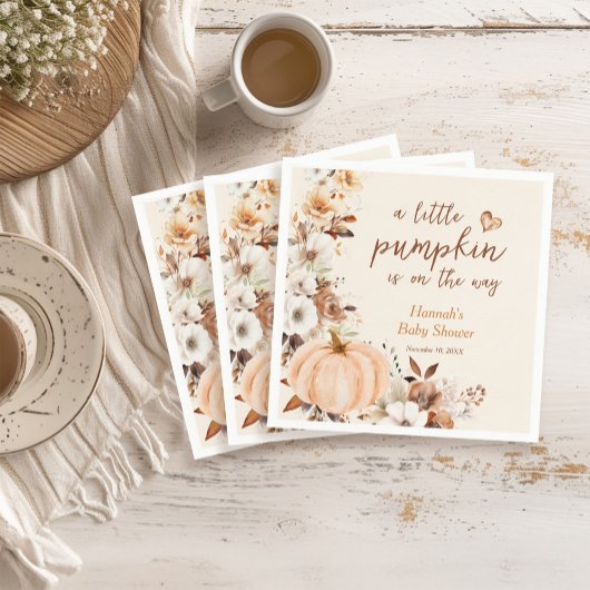 カボチャの小さなフローラの赤ちゃんシャワー スタンダードカクテルナプキン