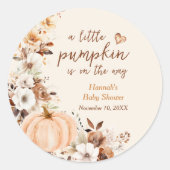 カボチャの小さなフローラの赤ちゃんシャワー ラウンドシール (正面)