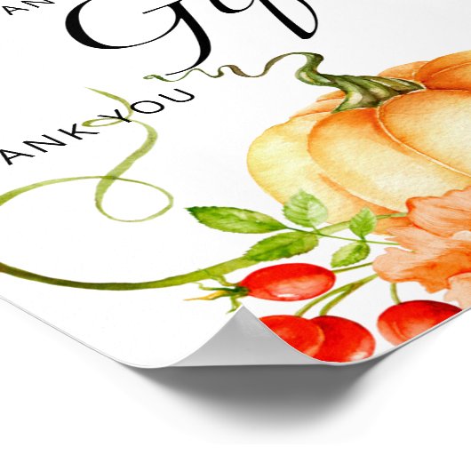 カボチャの小さなフローラカードとギフトのサイン ポスター (角)