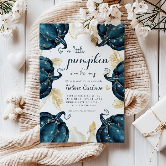 カボチャの小さなフローラ天の赤ちゃんシャワー 招待状