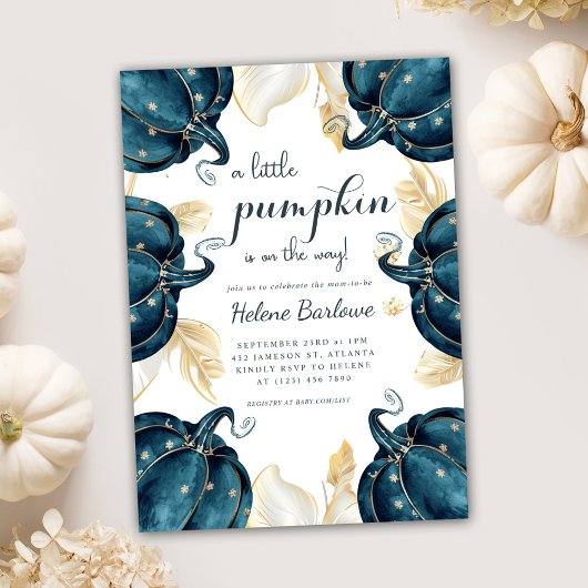 カボチャの小さなフローラ天の赤ちゃんシャワー 招待状