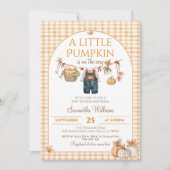 カボチャの小さなモダン秋の赤ちゃんシャワー 招待状 (正面)