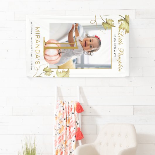 カボチャの小さな写真の最初の誕生日パーティー 横断幕 (インサイチュ)